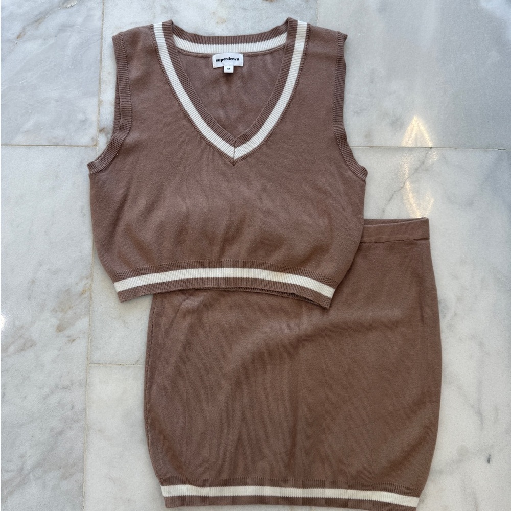 Knit Varsity Skirt Set